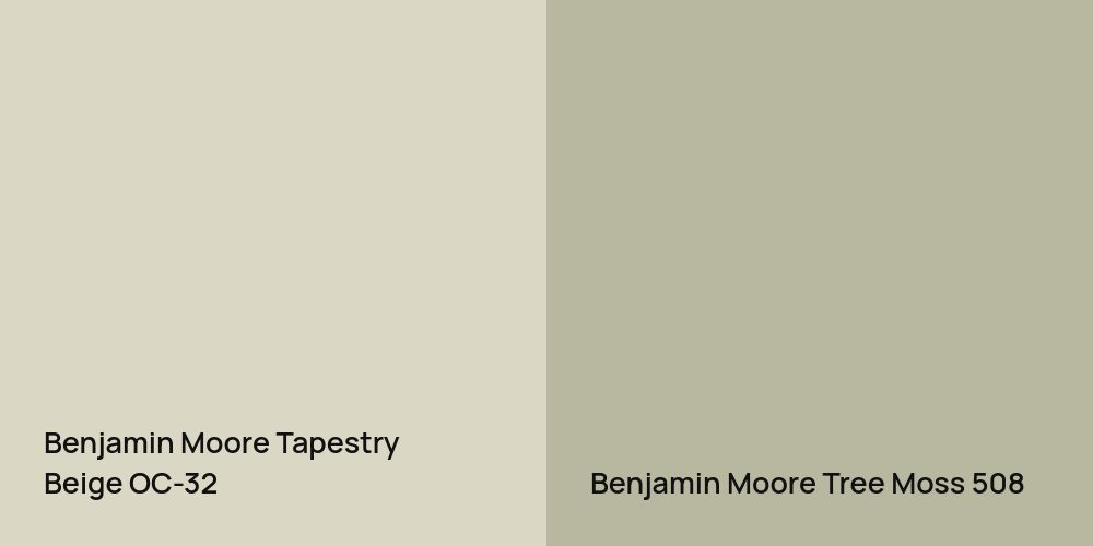 Benjamin Moore Tapestry Beige vs. Benjamin Moore Tree Moss