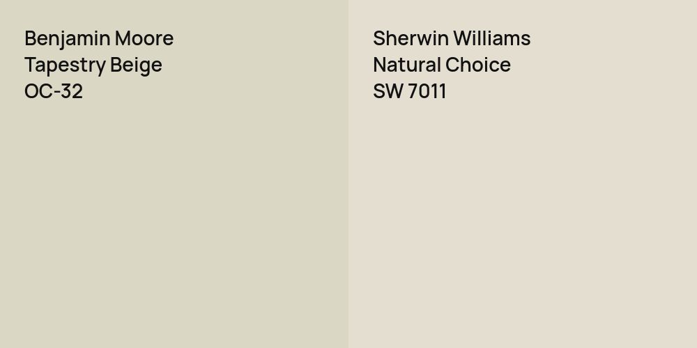 Benjamin Moore Tapestry Beige vs. Sherwin Williams Natural Choice