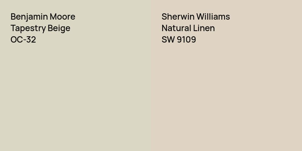 Benjamin Moore Tapestry Beige vs. Sherwin Williams Natural Linen