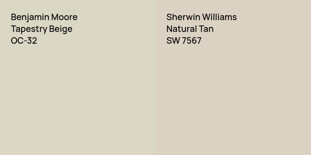 Benjamin Moore Tapestry Beige vs. Sherwin Williams Natural Tan