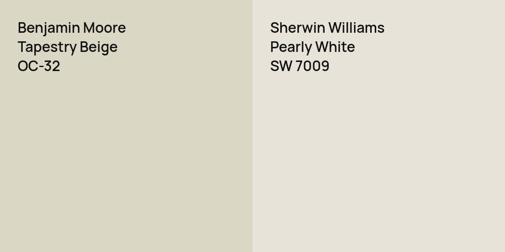 Benjamin Moore Tapestry Beige vs. Sherwin Williams Pearly White