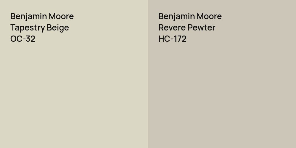 Benjamin Moore Tapestry Beige vs. Benjamin Moore Revere Pewter