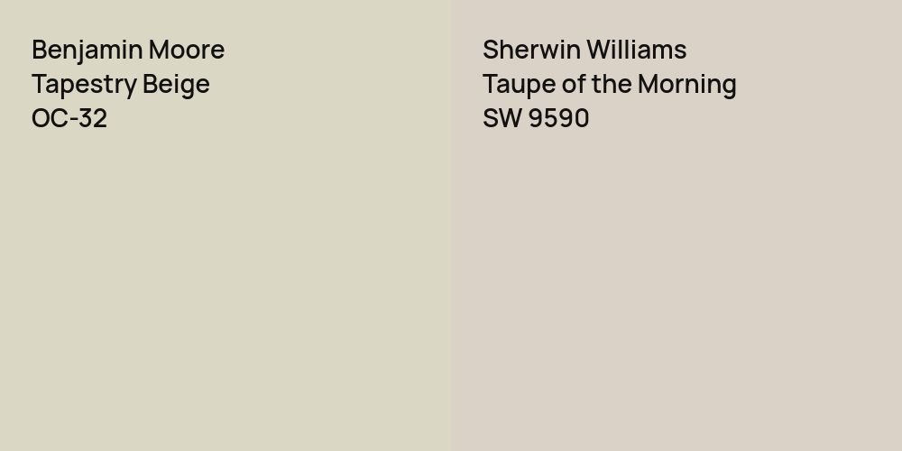 Benjamin Moore Tapestry Beige vs. Sherwin Williams Taupe of the Morning