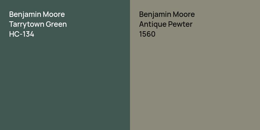 Benjamin Moore Tarrytown Green vs. Benjamin Moore Antique Pewter