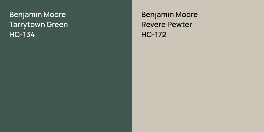 Benjamin Moore Tarrytown Green vs. Benjamin Moore Revere Pewter