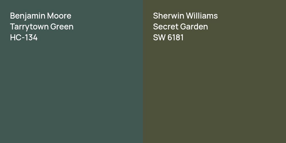 Benjamin Moore Tarrytown Green vs. Sherwin Williams Secret Garden