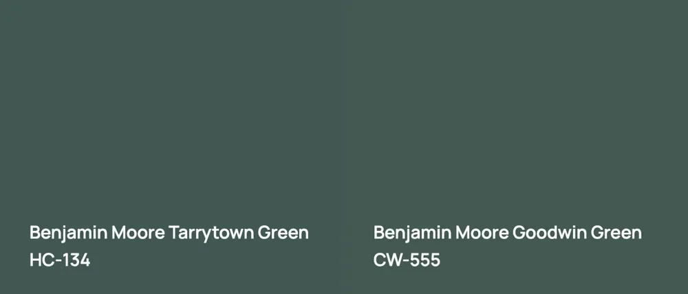 Benjamin Moore Tarrytown Green HC-134 vs Benjamin Moore Goodwin Green CW-555