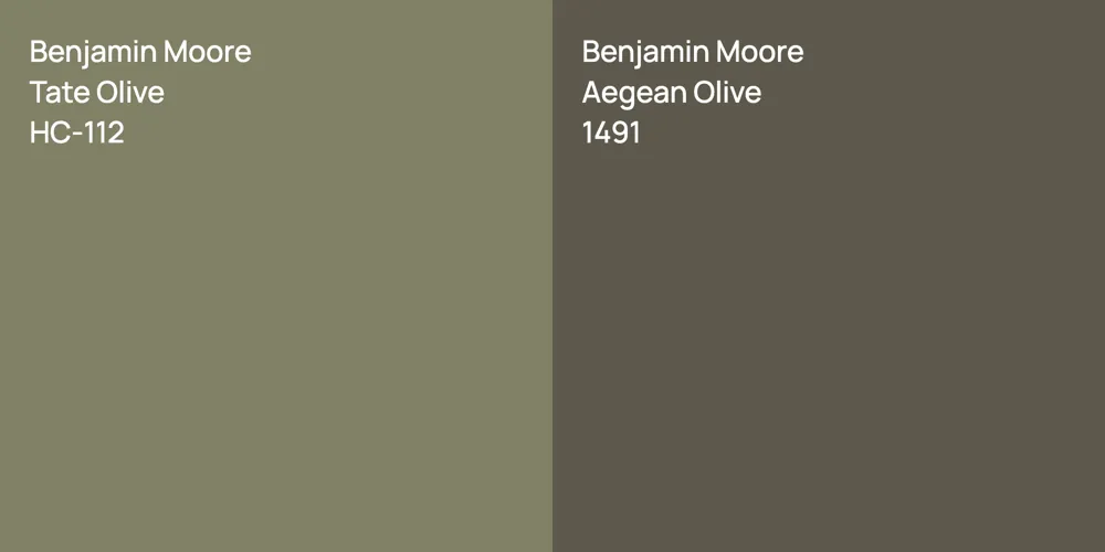 Benjamin Moore Tate Olive vs. Benjamin Moore Aegean Olive