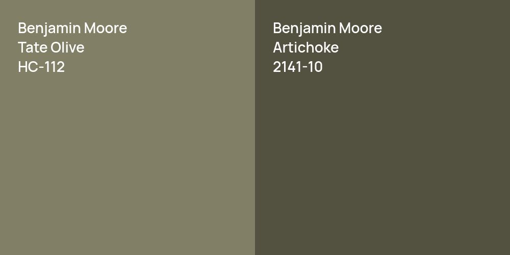 Benjamin Moore Tate Olive vs. Benjamin Moore Artichoke