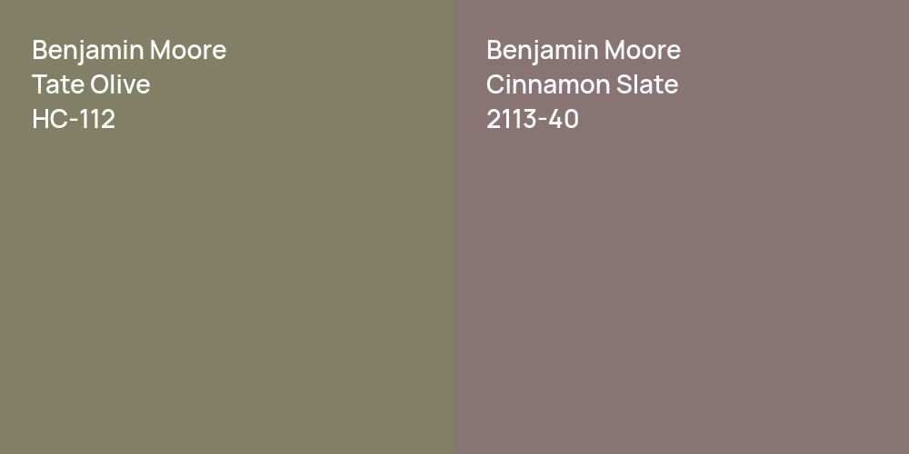 Benjamin Moore Tate Olive vs. Benjamin Moore Cinnamon Slate