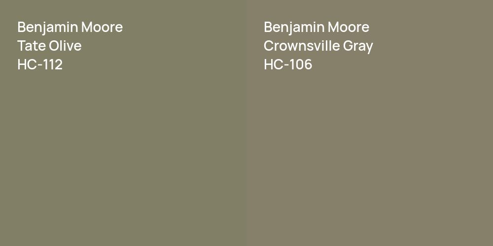 Benjamin Moore Tate Olive vs. Benjamin Moore Crownsville Gray