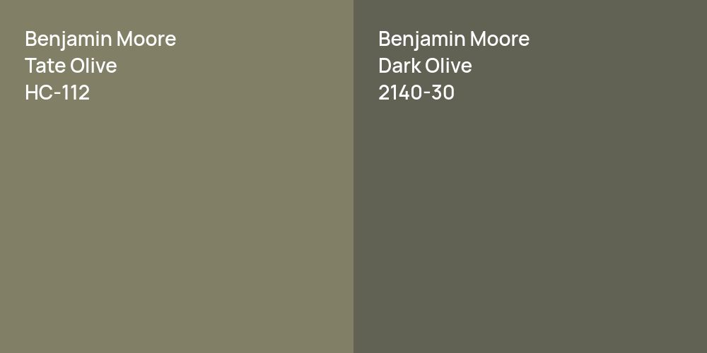 Benjamin Moore Tate Olive vs. Benjamin Moore Dark Olive