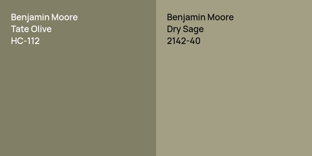 Benjamin Moore Tate Olive vs. Benjamin Moore Dry Sage