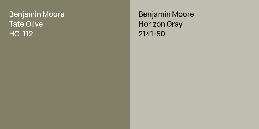 Benjamin Moore Tate Olive vs. Benjamin Moore Horizon Gray