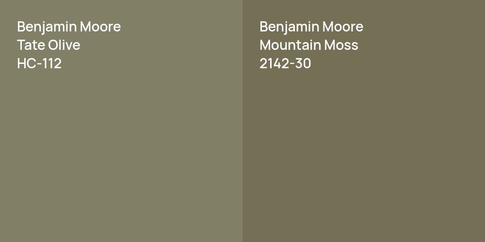 Benjamin Moore Tate Olive vs. Benjamin Moore Mountain Moss