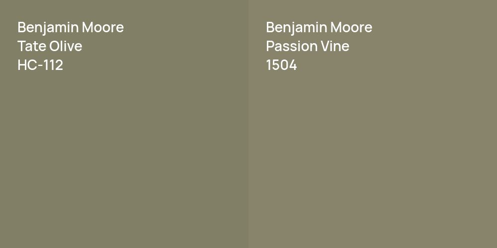 Benjamin Moore Tate Olive vs. Benjamin Moore Passion Vine