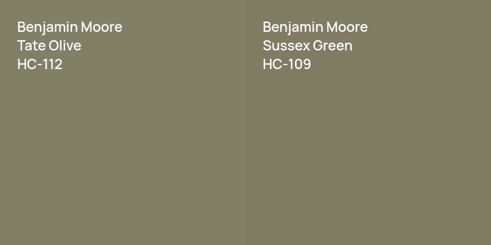 Benjamin Moore Tate Olive vs. Benjamin Moore Sussex Green