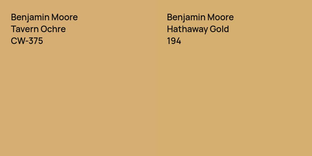 Benjamin Moore Tavern Ochre vs. Benjamin Moore Hathaway Gold