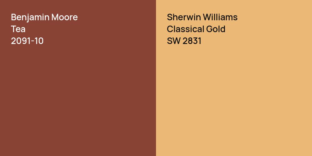 Benjamin Moore Tea vs. Sherwin Williams Classical Gold