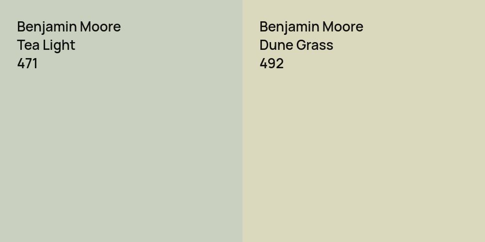 Benjamin Moore Tea Light vs. Benjamin Moore Dune Grass