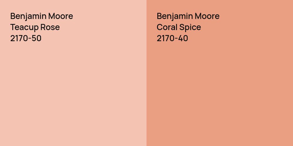 Benjamin Moore Teacup Rose vs. Benjamin Moore Coral Spice