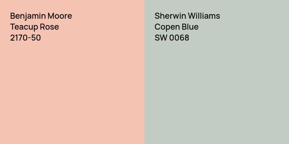 Benjamin Moore Teacup Rose vs. Sherwin Williams Copen Blue