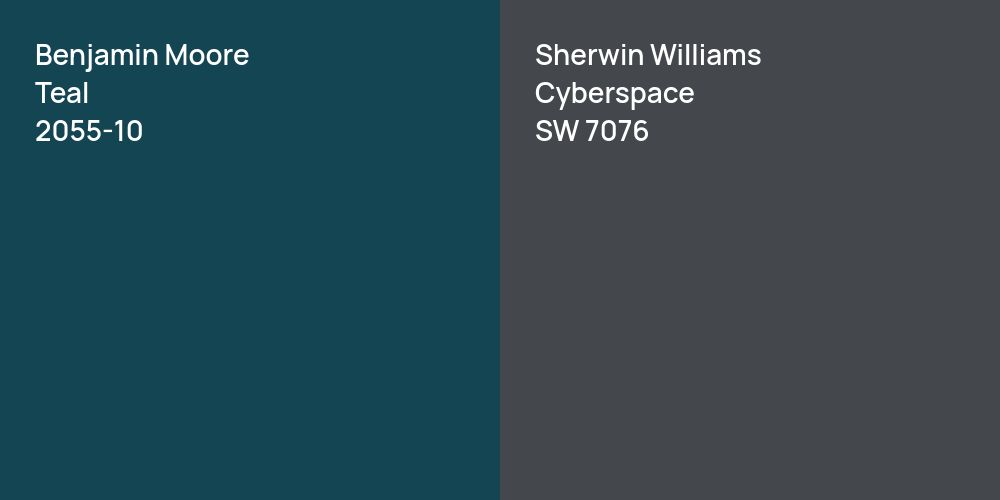 Benjamin Moore Teal vs. Sherwin Williams Cyberspace