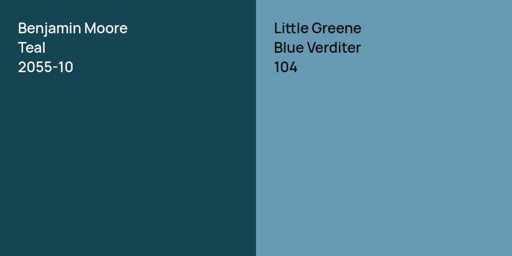 Benjamin Moore Teal vs. Little Greene Blue Verditer