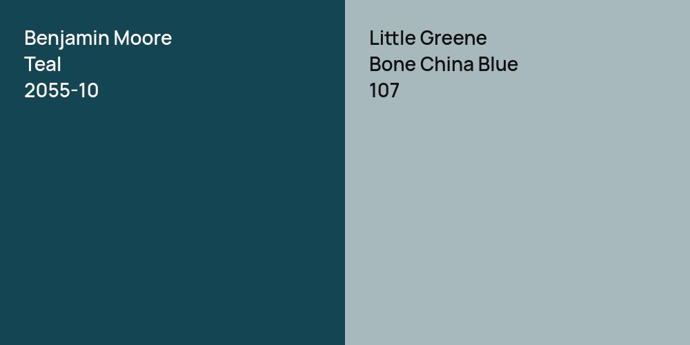 Benjamin Moore Teal vs. Little Greene Bone China Blue