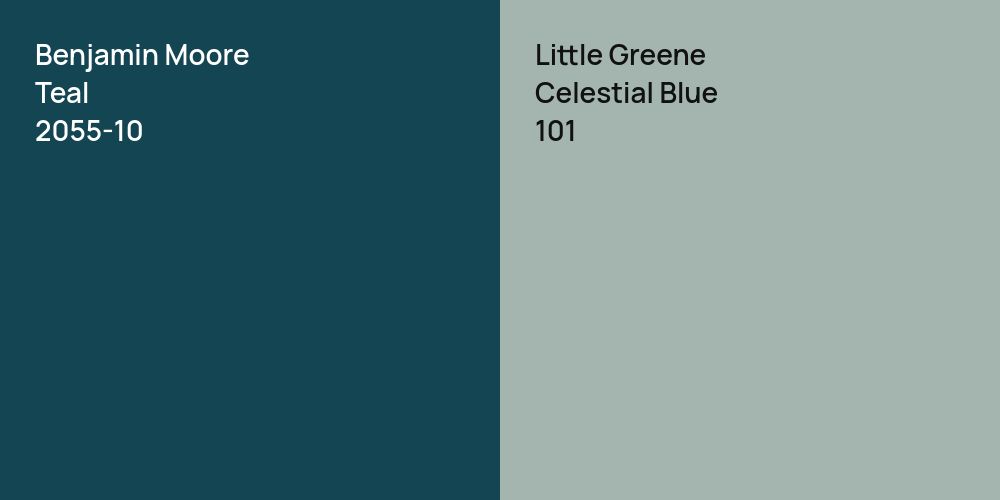 Benjamin Moore Teal vs. Little Greene Celestial Blue