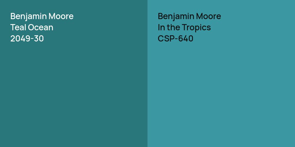 Benjamin Moore Teal Ocean vs. Benjamin Moore In the Tropics