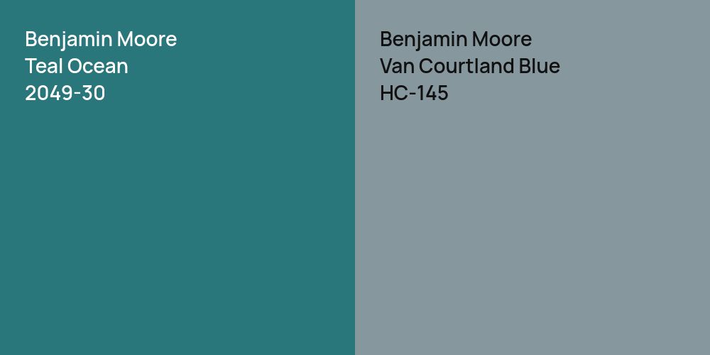 Benjamin Moore Teal Ocean vs. Benjamin Moore Van Courtland Blue