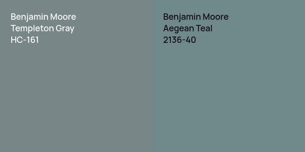 Benjamin Moore Templeton Gray vs. Benjamin Moore Aegean Teal