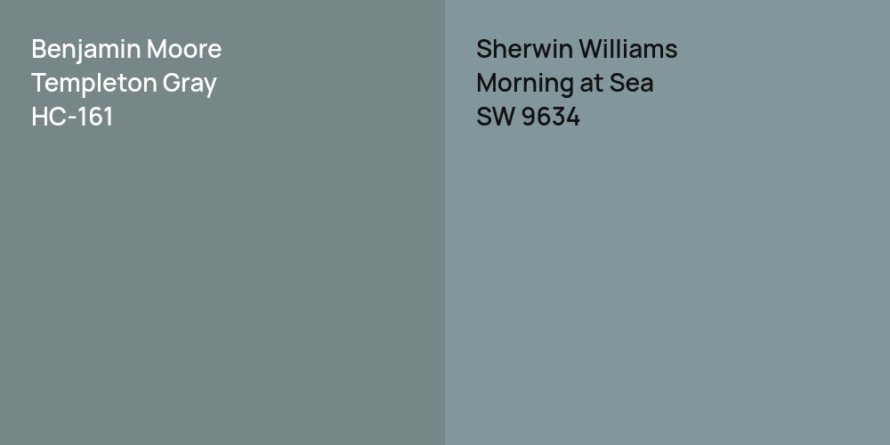 Benjamin Moore Templeton Gray vs. Sherwin Williams Morning at Sea