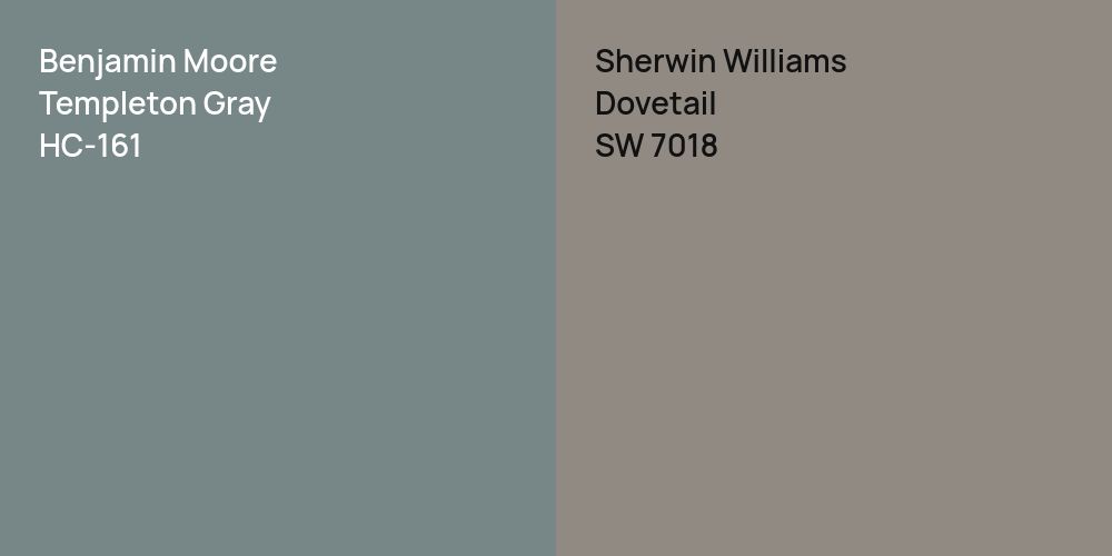 Benjamin Moore Templeton Gray vs. Sherwin Williams Dovetail