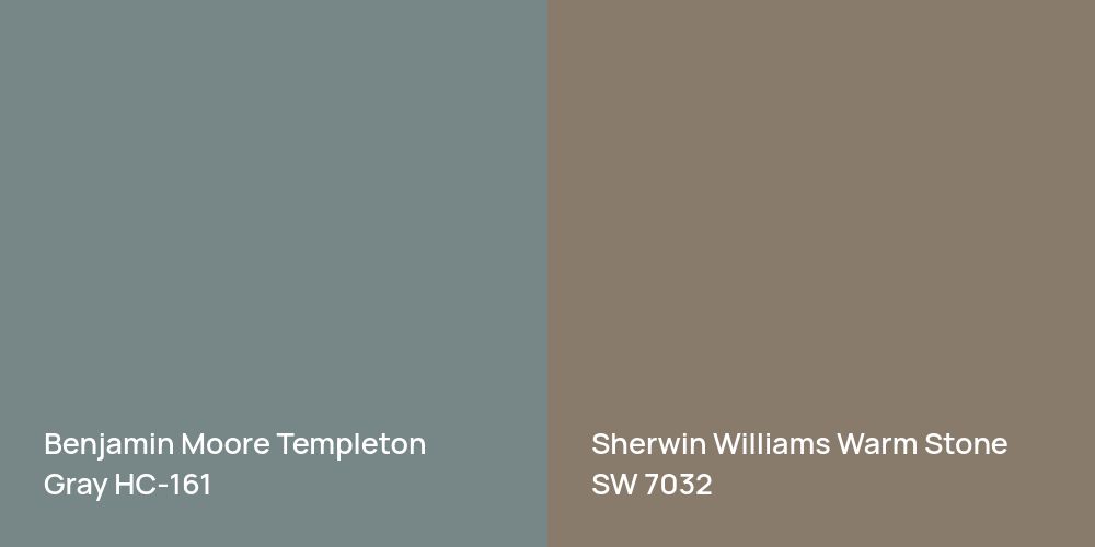 Benjamin Moore Templeton Gray vs. Sherwin Williams Warm Stone