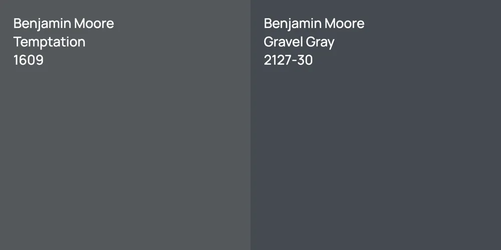 Benjamin Moore Temptation vs. Benjamin Moore Gravel Gray