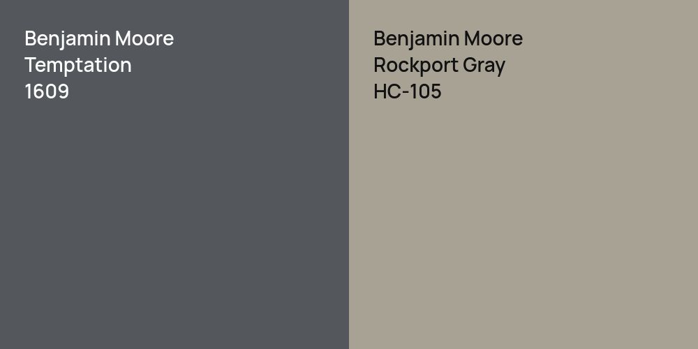 Benjamin Moore Temptation vs. Benjamin Moore Rockport Gray