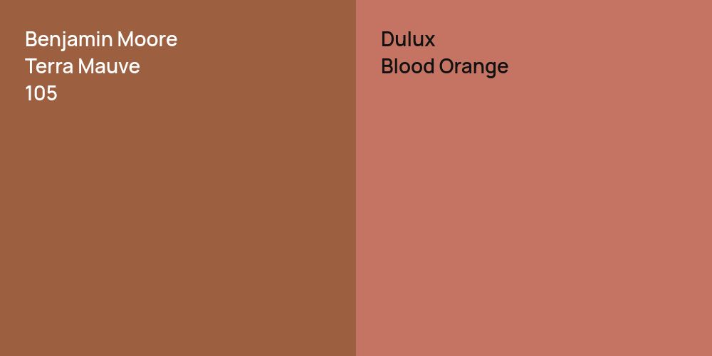 Benjamin Moore Terra Mauve vs. Dulux Blood Orange