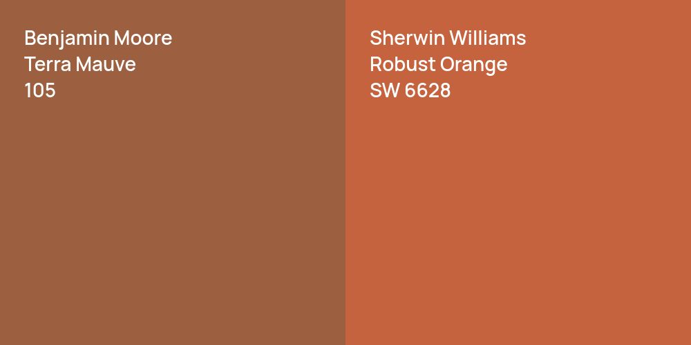 Benjamin Moore Terra Mauve vs. Sherwin Williams Robust Orange