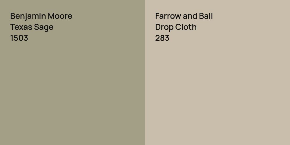 Benjamin Moore Texas Sage vs. Farrow and Ball Drop Cloth