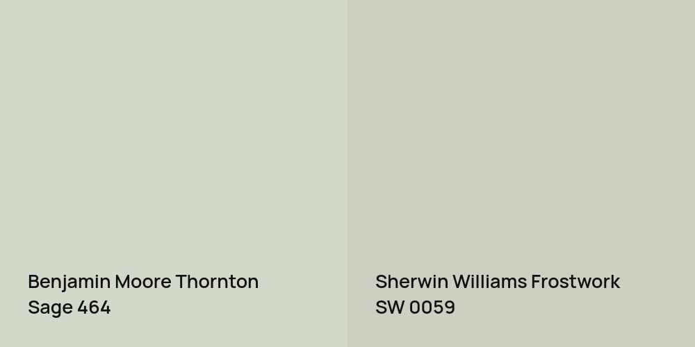 Benjamin Moore Thornton Sage vs. Sherwin Williams Frostwork