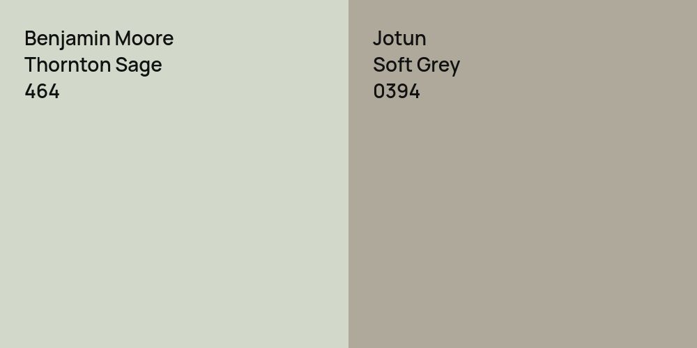 Benjamin Moore Thornton Sage vs. Jotun Soft Grey