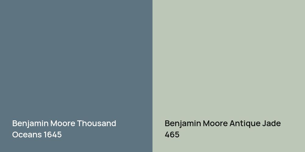 Benjamin Moore Thousand Oceans vs. Benjamin Moore Antique Jade