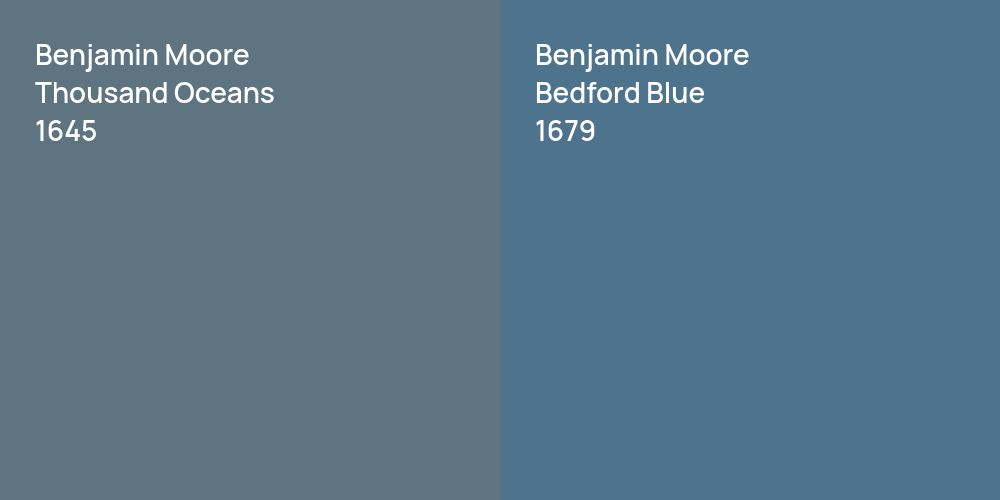 Benjamin Moore Thousand Oceans vs. Benjamin Moore Bedford Blue