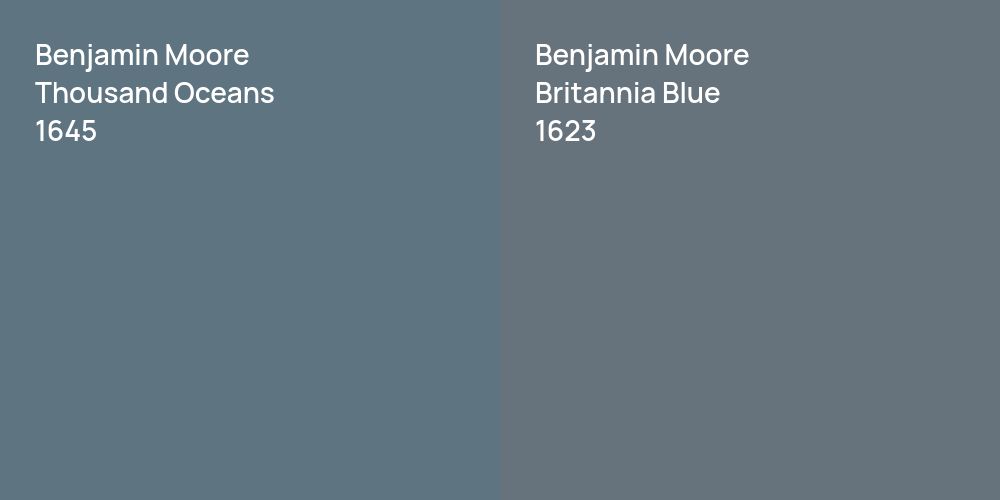 Benjamin Moore Thousand Oceans vs. Benjamin Moore Britannia Blue