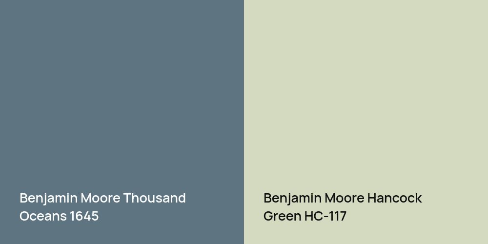 Benjamin Moore Thousand Oceans vs. Benjamin Moore Hancock Green