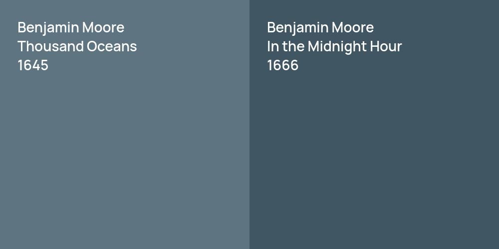 Benjamin Moore Thousand Oceans vs. Benjamin Moore In the Midnight Hour