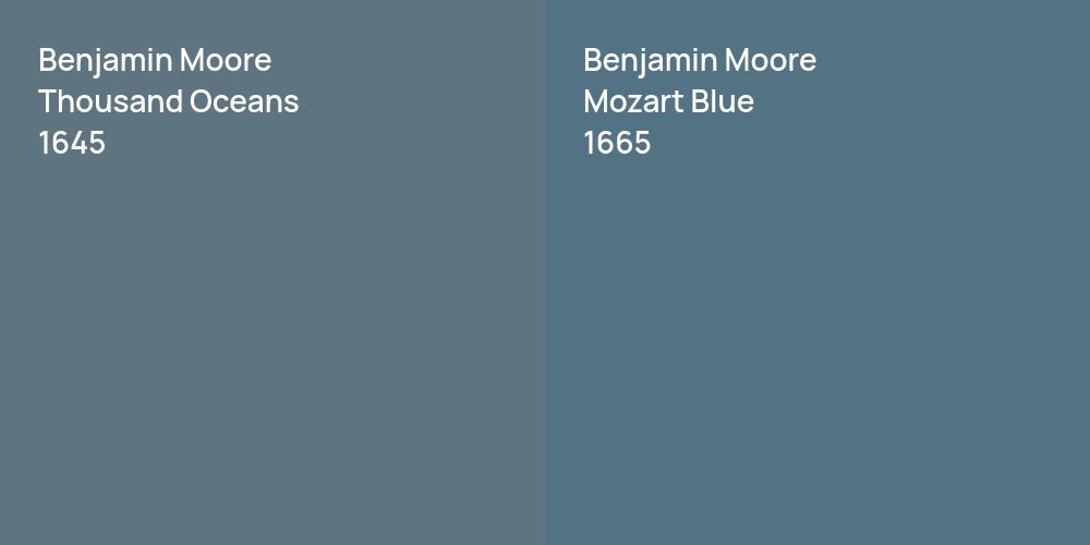 Benjamin Moore Thousand Oceans vs. Benjamin Moore Mozart Blue