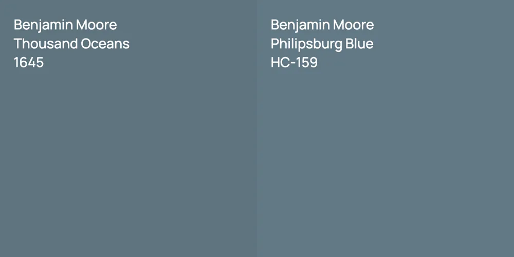 Benjamin Moore Thousand Oceans vs. Benjamin Moore Philipsburg Blue